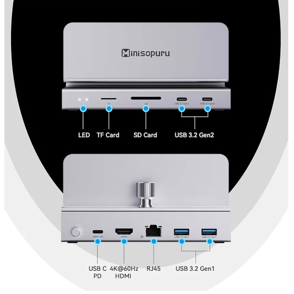 Minisopuru 10 in 1 Docking Station for MacBook M.2 SSD Enclosure 4K HDMI MD813A - Picture 6 of 10